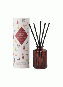 CHD0501EU Christmas 147ml Ribbed Glass Diffuser Paddywax - Red - Winter Berry